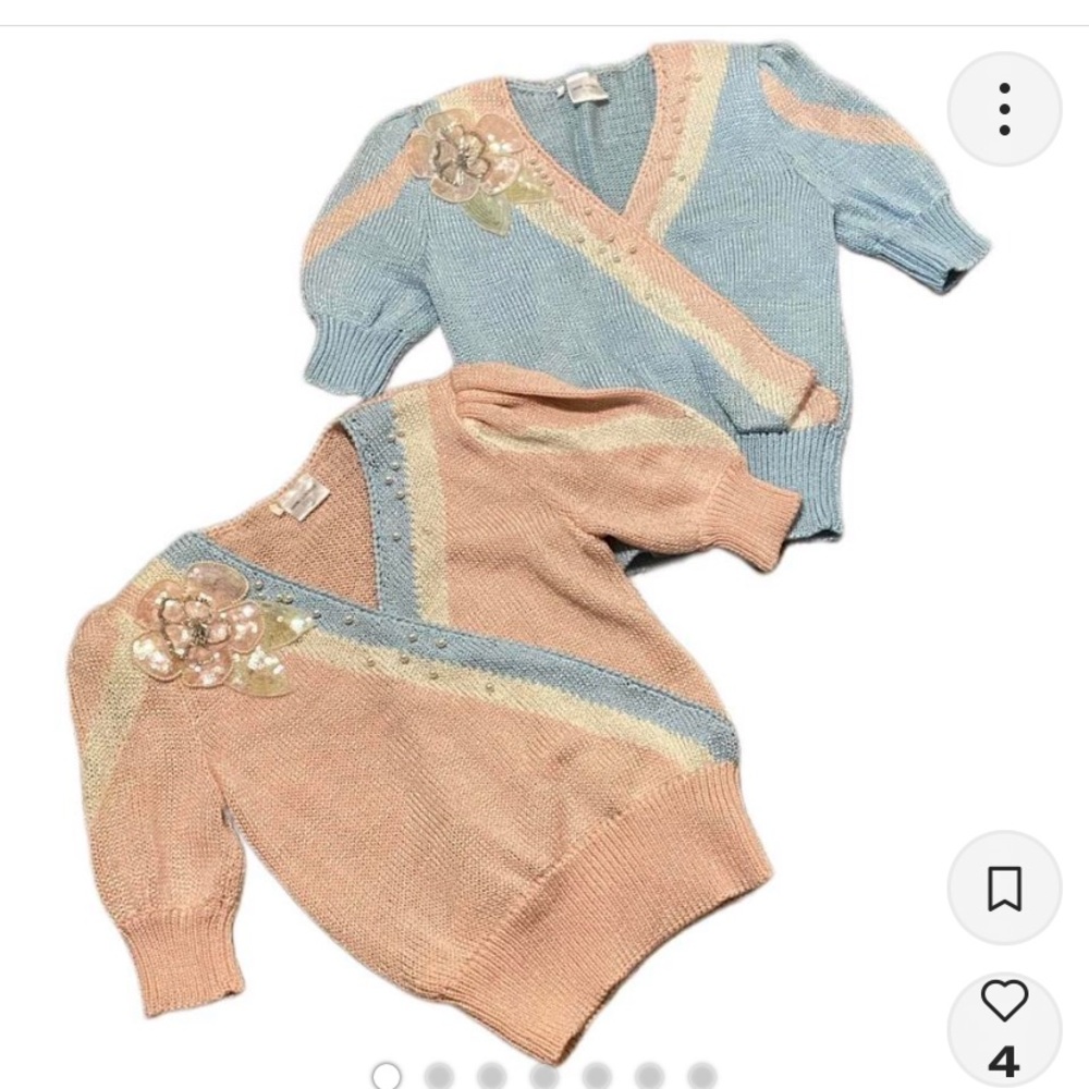 Vintage Hand loomed embellished sweater. Please comment which color s to medium